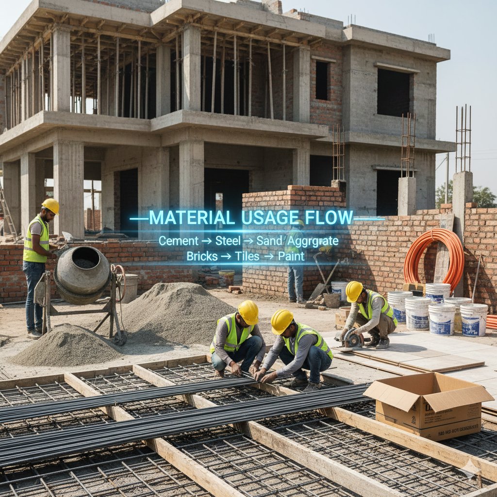 क्या आपने कभी सोचा है कि मकान शुरू होने से पहले ही बिल्कुल करीब-करीब पता लगाया जा सकता है कि कितना सीमेंट, स्टील, रेत, ईंट और टाइल लगेगी?

ये किसी जादू से नहीं एक simple construction thumb rule से निकलता है

मान लो आपको 1000 square feet का एक फ्लोर वाला घर बनवाना है तो लगभग