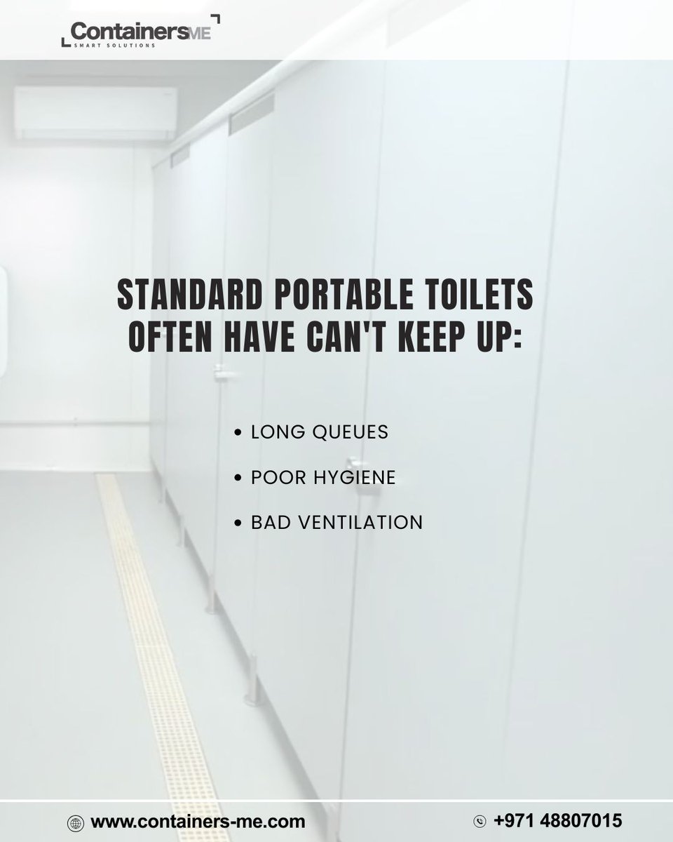 Containers_me's tweet image. Hosting a big event and worried about long restroom lines?

 Modular restroom containers deliver clean, high-capacity, modern 
facilities that keep your guests comfortable and your event stress-free.

#modularrestrooms #eventsolutions #eventplanning #uaeevents #dubai