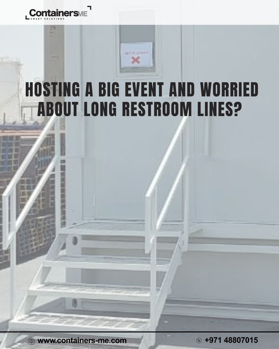 Containers_me's tweet image. Hosting a big event and worried about long restroom lines?

 Modular restroom containers deliver clean, high-capacity, modern 
facilities that keep your guests comfortable and your event stress-free.

#modularrestrooms #eventsolutions #eventplanning #uaeevents #dubai