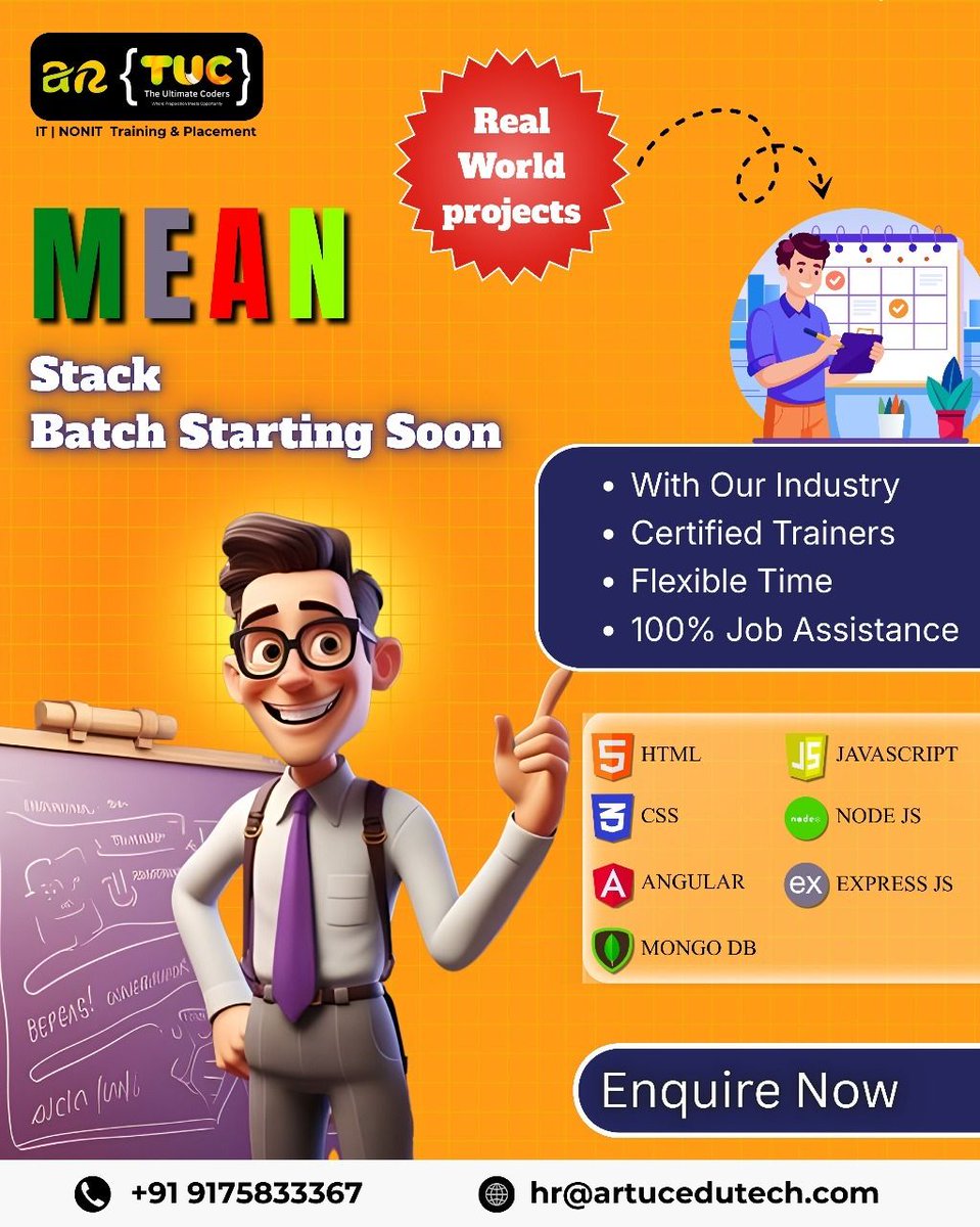 ar_tuc59391's tweet image. MEAN Stack Developer Batch starting soon!
Learn HTML, CSS, JS, Angular, Node, Express &amp;amp; MongoDB with real projects + job assistance.
🔥 Limited seats — Enquire now

#MEANStack #FullStackDev #WebDev #Angular #NodeJS #MongoDB #ExpressJS #LearnToCode #TechTraining #ARTUC