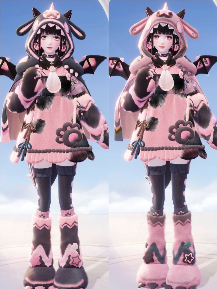 My mom styled it for me!!🖤🩷I hope everyone likes it too♡♡♡(me on the right and mom on the left)

#インフィニティニキ
#InfinityNikki #infinitynikkitwt