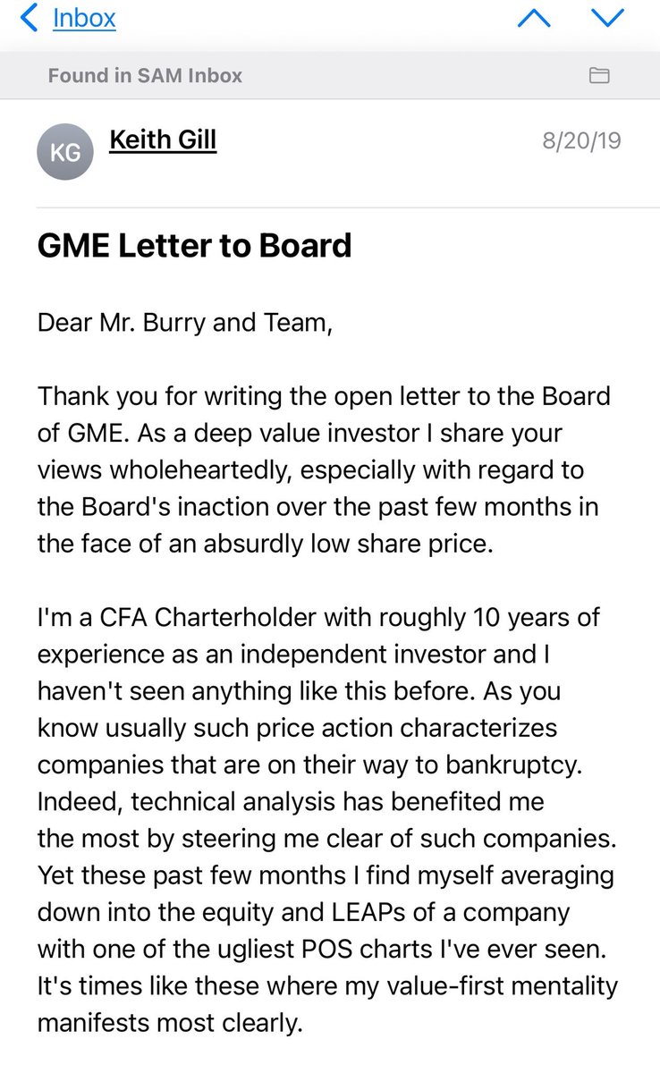 Burry with a banger 

Never-before-seen letter from <a href="/TheRoaringKitty/">Roaring Kitty</a> to Burry and the $GME board in 2020.

He also shared his 2019 letter to the board demanding a share buyback.

Wonder what got him feeling all nostalgic