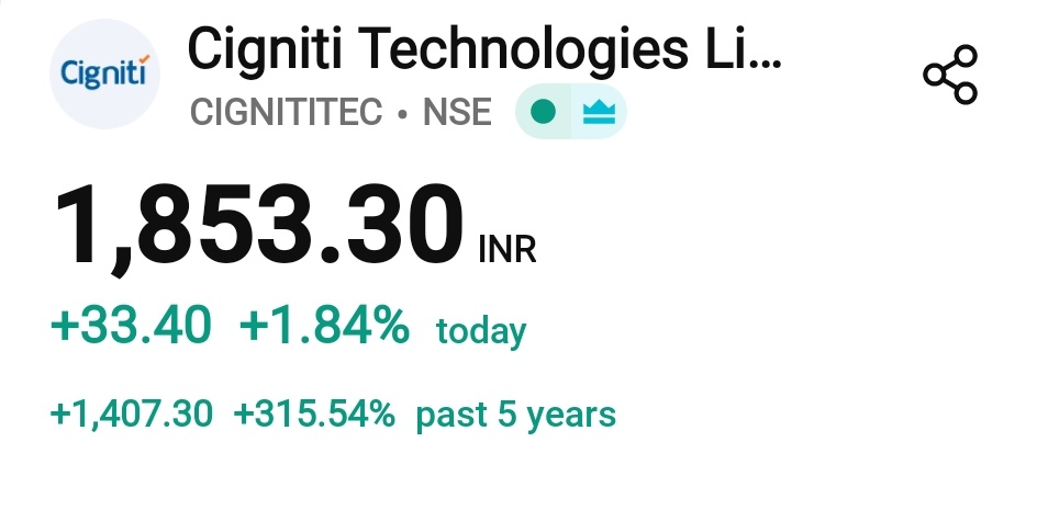 TheTradingwolf0's tweet image. CIGNITI Tech 📈 moved from 1819 to 1854.90 🔥
》》nearly 2% up ⬆️
