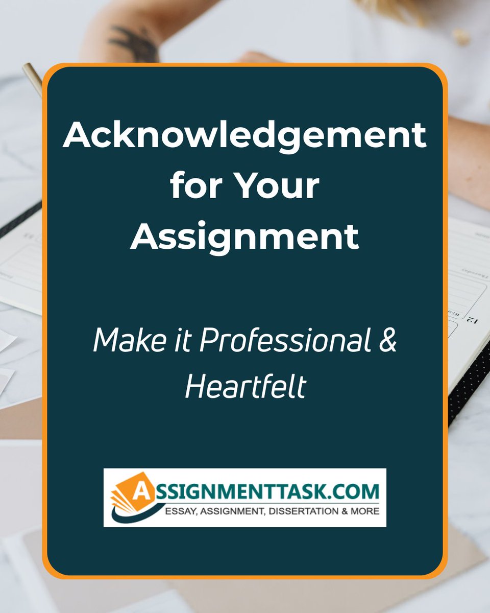 AssignmentTask's tweet image. Writing an acknowledgement may seem small, but it adds a polished, professional touch to your assignment.

Get Help: tinyurl.com/49ar67rd

#assignmenthelp #acknowledgement #studentguide #academicwriting #collegetips #StudySupport #ProjectHelp #assignmenttips #assignmenttask