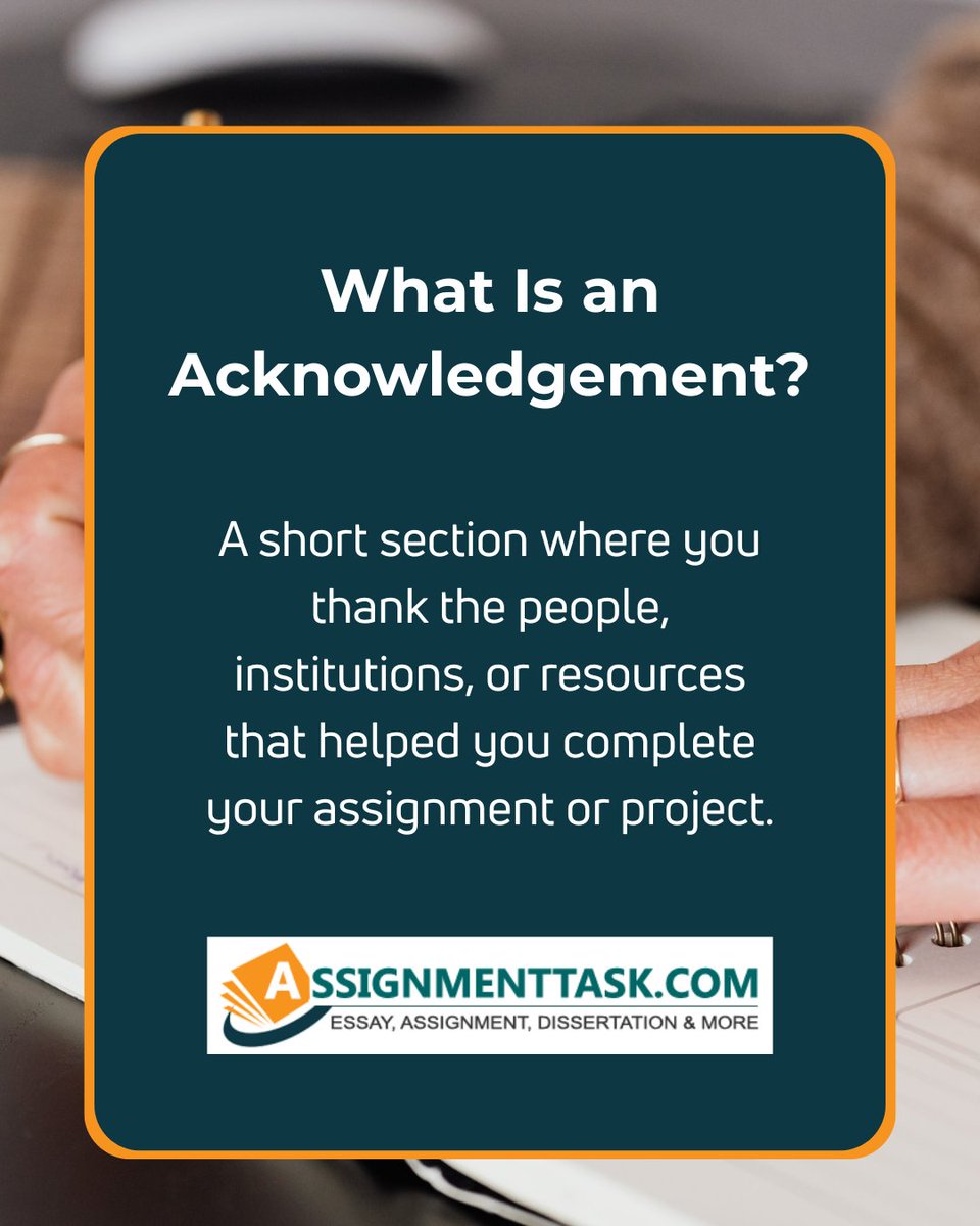 AssignmentTask's tweet image. Writing an acknowledgement may seem small, but it adds a polished, professional touch to your assignment.

Get Help: tinyurl.com/49ar67rd

#assignmenthelp #acknowledgement #studentguide #academicwriting #collegetips #StudySupport #ProjectHelp #assignmenttips #assignmenttask