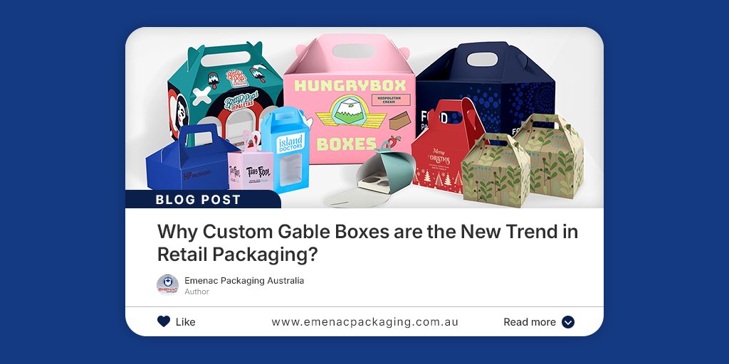 EmenacPackAus's tweet image. Make your products unforgettable with custom gable boxes from Emenac Packaging Australia. Portable, durable, and visually striking, these boxes turn ordinary items into brand statements. 

🌐 bit.ly/3M48WoP

#gableboxes #customgableboxes #CustomPackaging #PackagingDesign