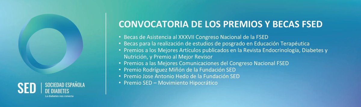 SAEDYN_'s tweet image. 💰Convocatoria #Premios y #Ayudas @SEDiabetes 

🗓️Plazo 30 enero ´26 para Asistencia Congreso, Realización Estudios Posgrado en Educación Terapéutica y Premios Trayectoria
 
🔗sediabetes.org/cientifico-y-a…