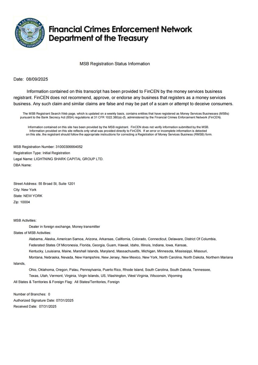 Our credentials are transparent and can be freely verified on our government website. Our funds are also transparent; any user can check which exchange their funds are used for trading and profiting by checking their own orders.
fincen.gov/resources/msb-…