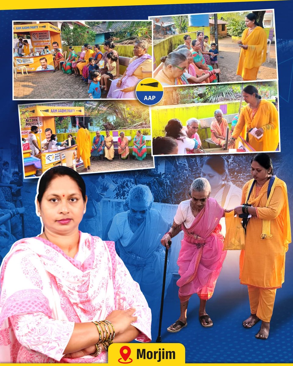 AAPGauravSingh's tweet image. AAP ZP Candidate Suvarna Harmalkar led a health camp in Morjim, serving residents with care and continuing AAP’s promise of real work on the ground.

#aapgoa