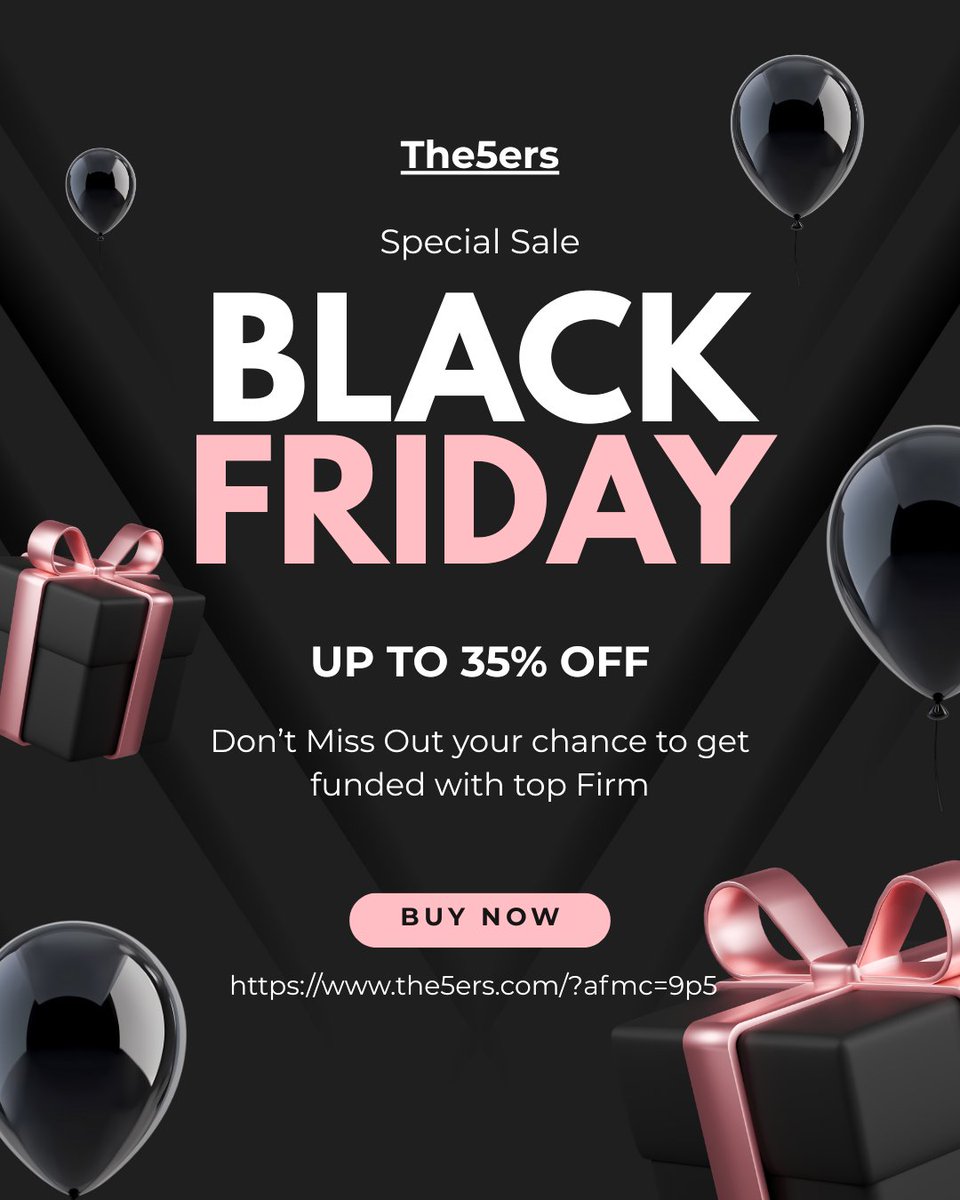 Biggest Black friday Discount for Traders for <a href="/the5erstrading/">The5ers</a> 

the5ers.com/?afmc=9p5

Enjoy Trading With your favourite Firm with a Discount upto 35% for. New users and 15% for existing users 

For New users :

15% Discount (Black Friday) + 10% (Using My Link)+ Extra 10% My