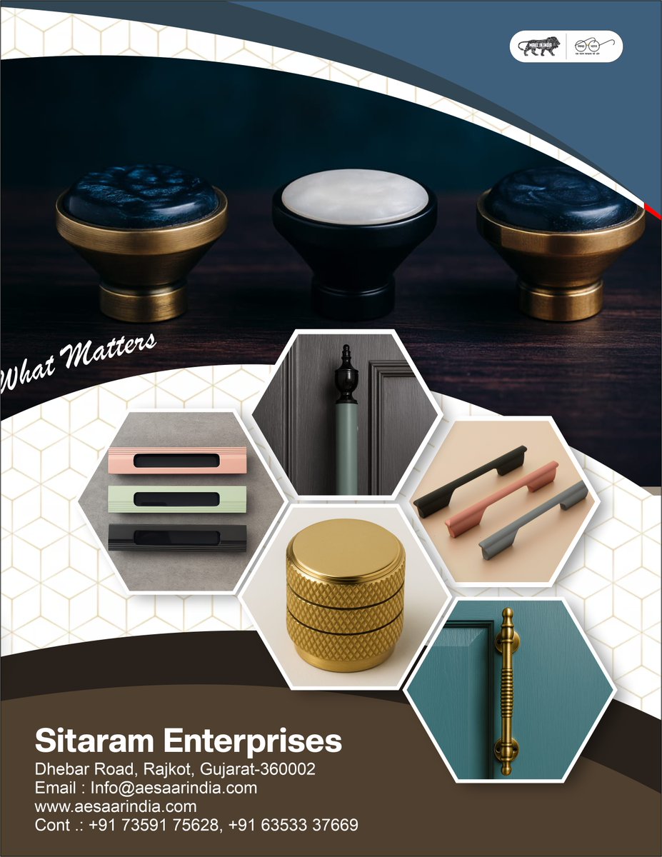 clue_hardware's tweet image. Explore Our Wide Range Online : l.sanitaryclue.in/Wgg6co

📷 Contact:
Sitaram Enterprises

Address: Dhebar Road, Rajkot, Gujarat, India
Website: aesarindia.com
Contact No.: +91 73591 75628, +91 63533 37669

#AESAAR #FurnitureAccessories #HardwareDesign #DailyEssentials