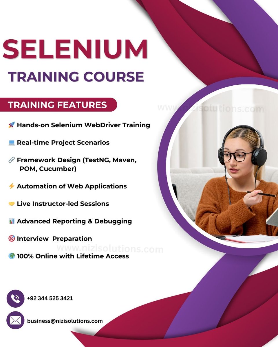 nizisolutions's tweet image. 🚀 Master Selenium Automation with hands-on training at Nizi Solutions!

✔ WebDriver
✔ Frameworks
✔ Python/Java
✔ Real Projects
📍 Islamabad
💻 Online/Offline/Hybrid
📞 +92 344 5253421
🔗 nizisolutions.com/training/selen…
#Selenium #AutomationTesting #SQA #TechTraining