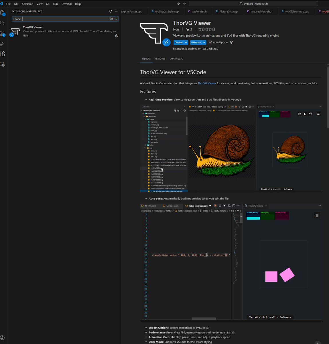 Let's see there is a ThorVG Viewer for VSCode developed by Nor-s. A convenient tool for Lottie test. :) 
marketplace.visualstudio.com/items?itemName…