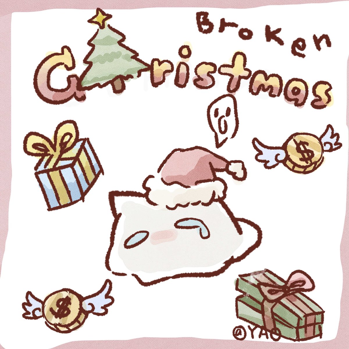 YAO_047's tweet photo. Being Santa is EXPENSIVE🤧🎄🎄 

#Christmas #イラスト #ゆるいイラスト　#illustration #Awuwuu https://t.co/0iSqNvbUP5