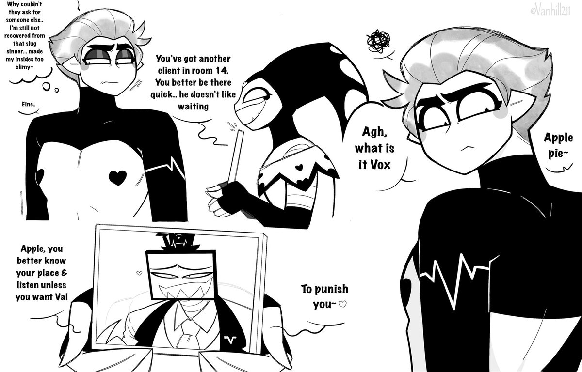 Vanhill211's tweet photo. #HazbinHotel #Radioapple #Bambilu + Vox Doodle // Basically Lucifer works for the V’s &amp; sometimes their personal slut for business ~ https://t.co/PYoUZujLH9