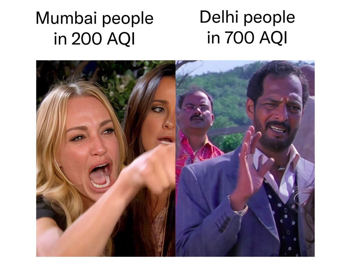 sagarcasm's tweet image. Two cities reacting to Air Pollution