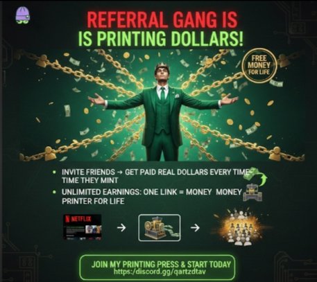 ℙ𝕆𝕀ℕ𝕋𝕊 𝔽𝕆ℝ ℝ𝔼𝔽𝔼ℝℝ𝔸𝕃 𝔾𝔸ℕ𝔾 ℙℝ𝕀ℕ𝕋𝕀ℕ𝔾!

Gm, did you know that you can use <a href="/scribble_dao/">Scribble.fren</a> as a referral squad?

You will receive payment in dollars for each user you invite to join the platform!

Free money for life for every friend who mints.

Today, who