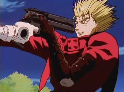 BlueScienceA's tweet image. These are Vash (silver) and Knive's (black) revolvers from Trigun 1998