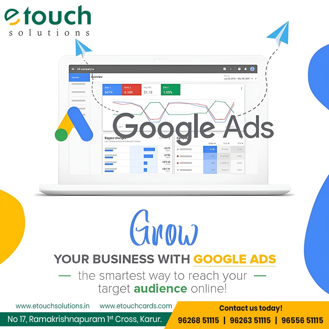 EtouchS89870's tweet photo. Grow your business with Google Ads — reach your target audience smarter and faster! 🚀💻    

#GoogleAds #DigitalMarketing #EtouchSolutions https://t.co/D6dzoV6QE6
