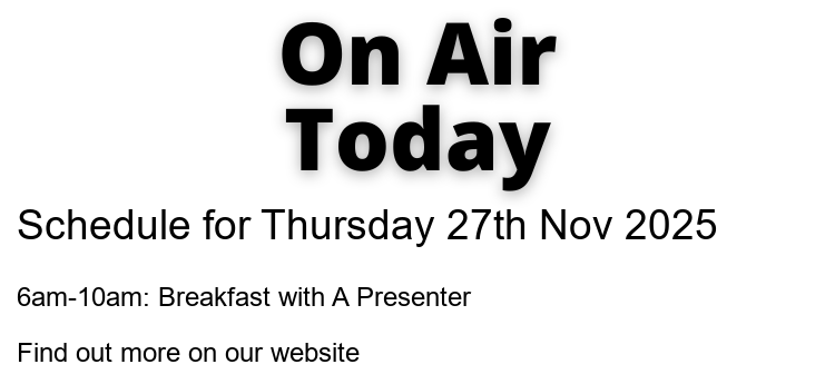 MediaOpsSystem's tweet image. 📻 #OnAir today:
🕕 6am: @RadioBreakfast with A Presenter

☎️ 05603 680685
➡️ mediaops.co.uk
📧 support@mediaops.co.uk

#HospitalRadio #CommunityRadio #ListenLocal #MakingRadioEasy
bit.ly/radiosys