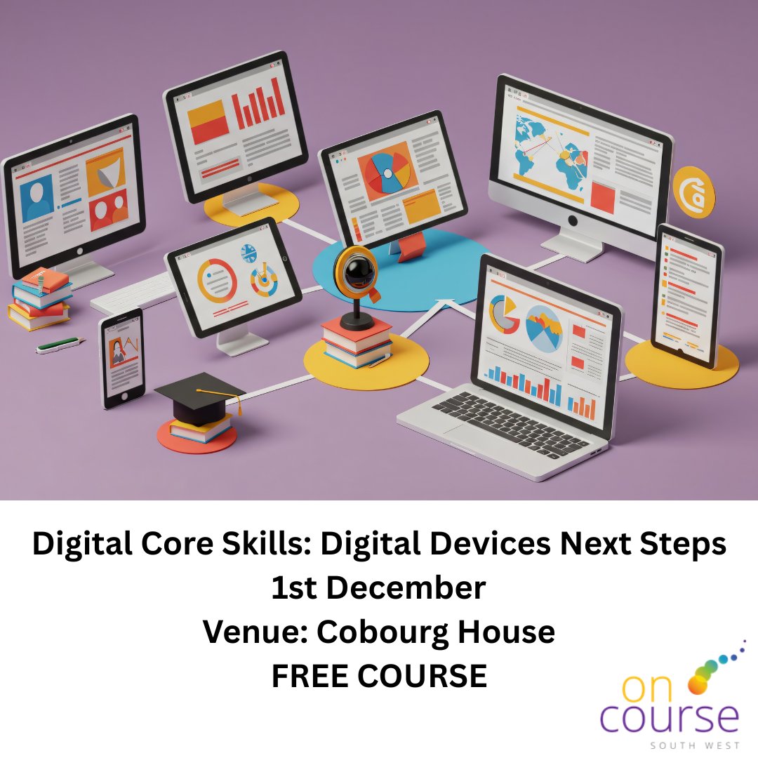OnCourseSW's tweet image. Tired of feeling overwhelmed by online tasks and modern technology? Our FREE Digital Core Skills: Next Steps is an entry-level, 6-week practical course designed specifically for adult learners who are new to digital technology.👉ow.ly/zJVN50XtY7k

#FreeCourse #DigitalSkills