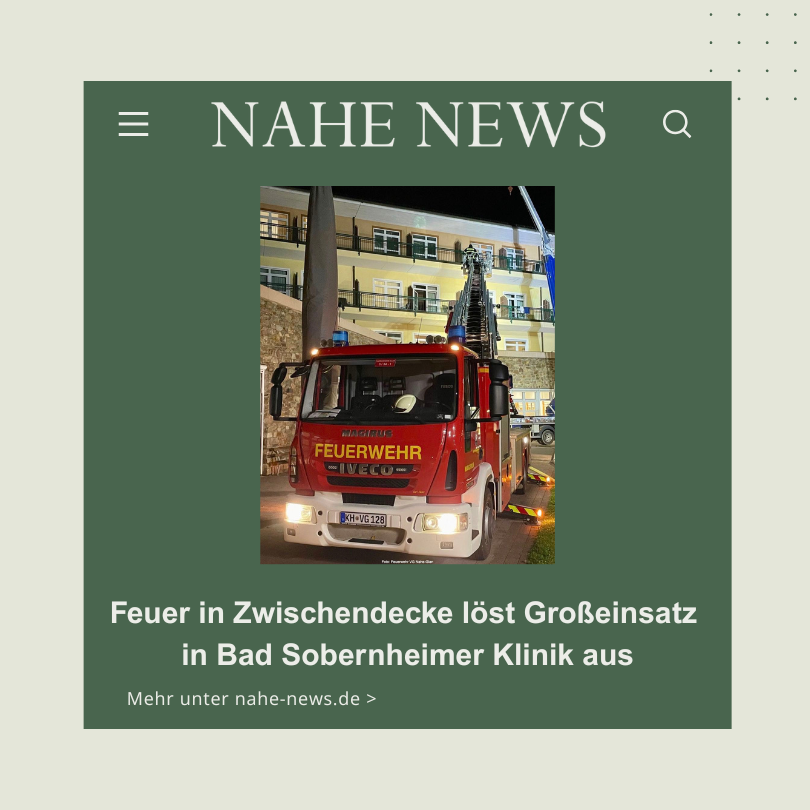 Feuer in Zwischendecke löst Großeinsatz in Bad Sobernheimer Klinik aus
nahe-news.de
#nahe #news #rheinlandpfalz #bingernews #birkenfeldernews #kreuznachernews #nahelandnews #naheaktuell #badkreuznach

Folge uns auch auf Instagram <a href="/nahenews/">Nahe-News die Internetzeitung</a>
