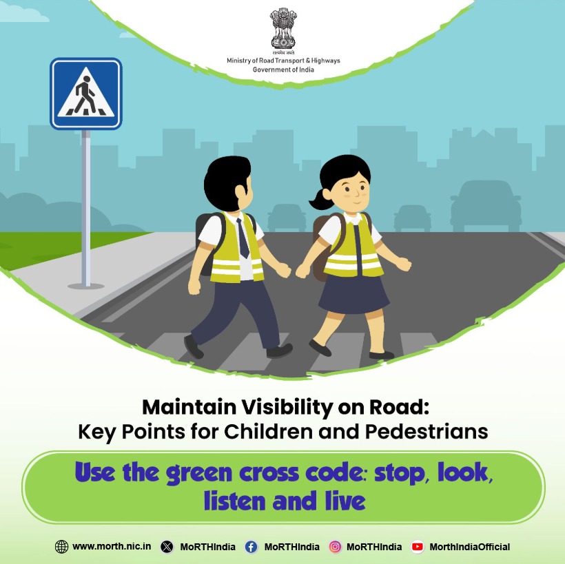 MORTHIndia's tweet image. Follow the Green Code for your safety while crossing the road. #SadakSurakshaJeevanRaksha #RoadSafety