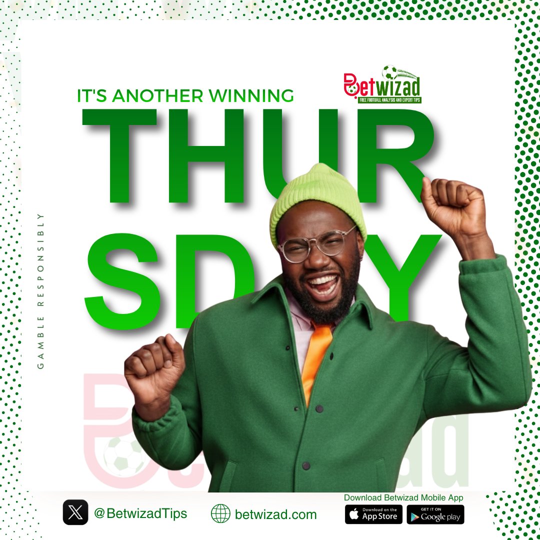 BetwizadTips's tweet photo. It's ANOTHER Winning Thursday! 💥💥💥
Is today your day?💰
Get on over to https://t.co/EGxr39zi3W and turn those midweek fixtures into BIG WINS!
Bet wisely and always #GambleResponsibly.
#BetwizadTips #WinningThursday #MidweekFootball #FreeTips #FootballAnalysis https://t.co/mCaC9Lq5hb
