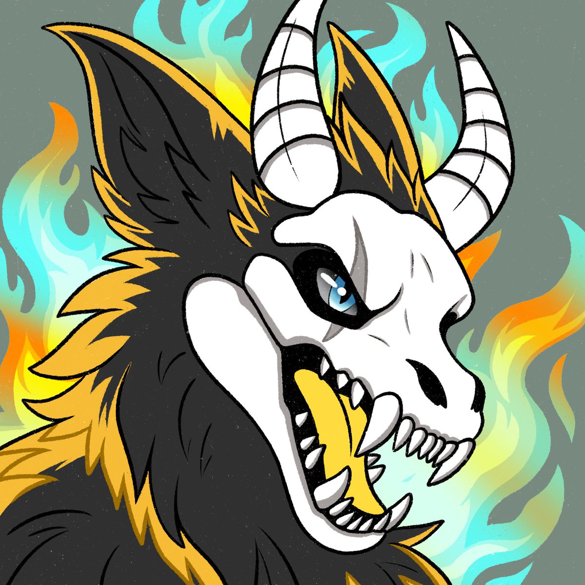 Thanks too: Cealy
Cealygosa on Blu sky 
For the art work on marrow.
Give a huge follow and a share too them. 
This is an art raffle marrow won.
Love the flames 🔥 and color as well.
He looks amazing looking. 
Love the art so much...