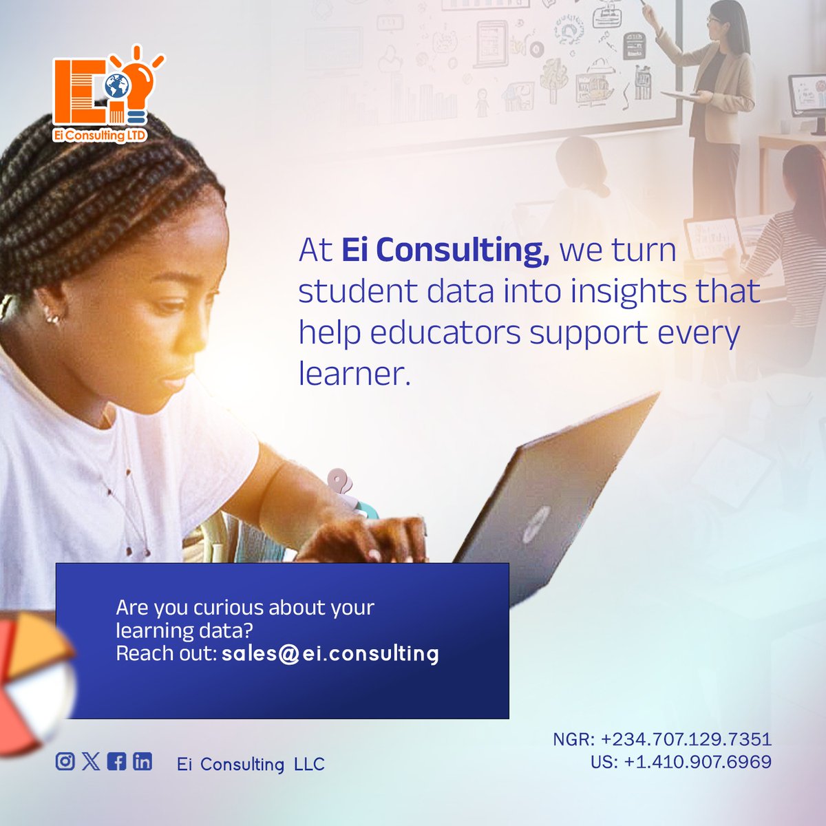 ConsultingEi's tweet image. At Ei Consulting, we turn student data into action. 
Every click, quiz, and comment reveals insights that help educators boost learning outcomes and make smarter decisions.

Unlock your learning insights today! Contact us at sales@ei.consulting.
#LearningAnalytics #EiConsulting