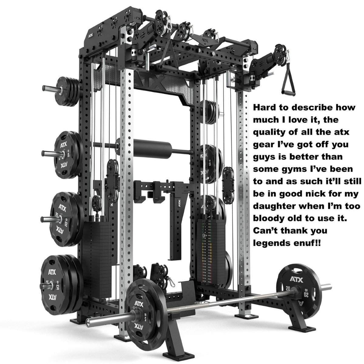 Big thanks to Nathan for his feedback on his new ATX-MPHR-740 Half Rack with Cable System. I really don’t like banging on about how good the ATX gear is – I don’t want to come across as some sleazy salesman. So when a legend like Big Nathan does it for me, I am forever grateful –