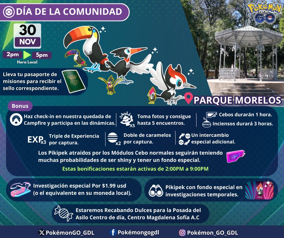Diegoshi_GO's tweet photo. Ven al Próximo Día de la Comunidad de Noviembre 2025 con Pikipek, habrá dinámicas esperándote además estaremos recolectando Dulces para la Posada del Asilo "Centro de Día Magdalena Sofía A.C." ¡Te Esperamos! 😄❤️🇲🇽 #PokémonGO 

Quedada ➡️ https://t.co/nsjwDeNsMQ https://t.co/cnqYPQglvM