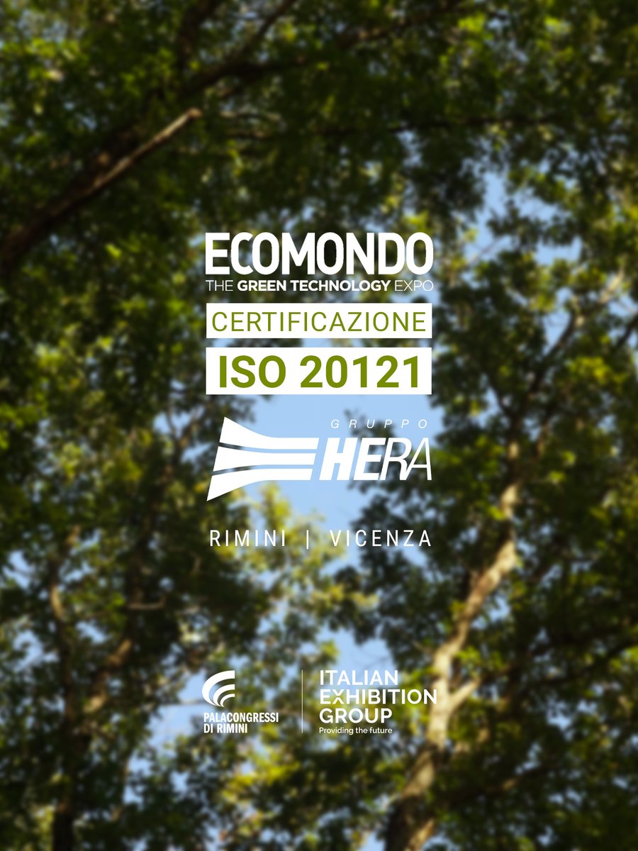 palacongressiRN's tweet photo. IEG rinnova la certificazione ISO 20121 per Rimini, Vicenza, Ecomondo e Palacongressi ♻️

Un risultato raggiunto grazie alla collaborazione con Gruppo Hera, che anche quest’anno ha affiancato IEG con un team dedicato.

#iegexpo #riminipalacongress https://t.co/7Xy4SnvIB7