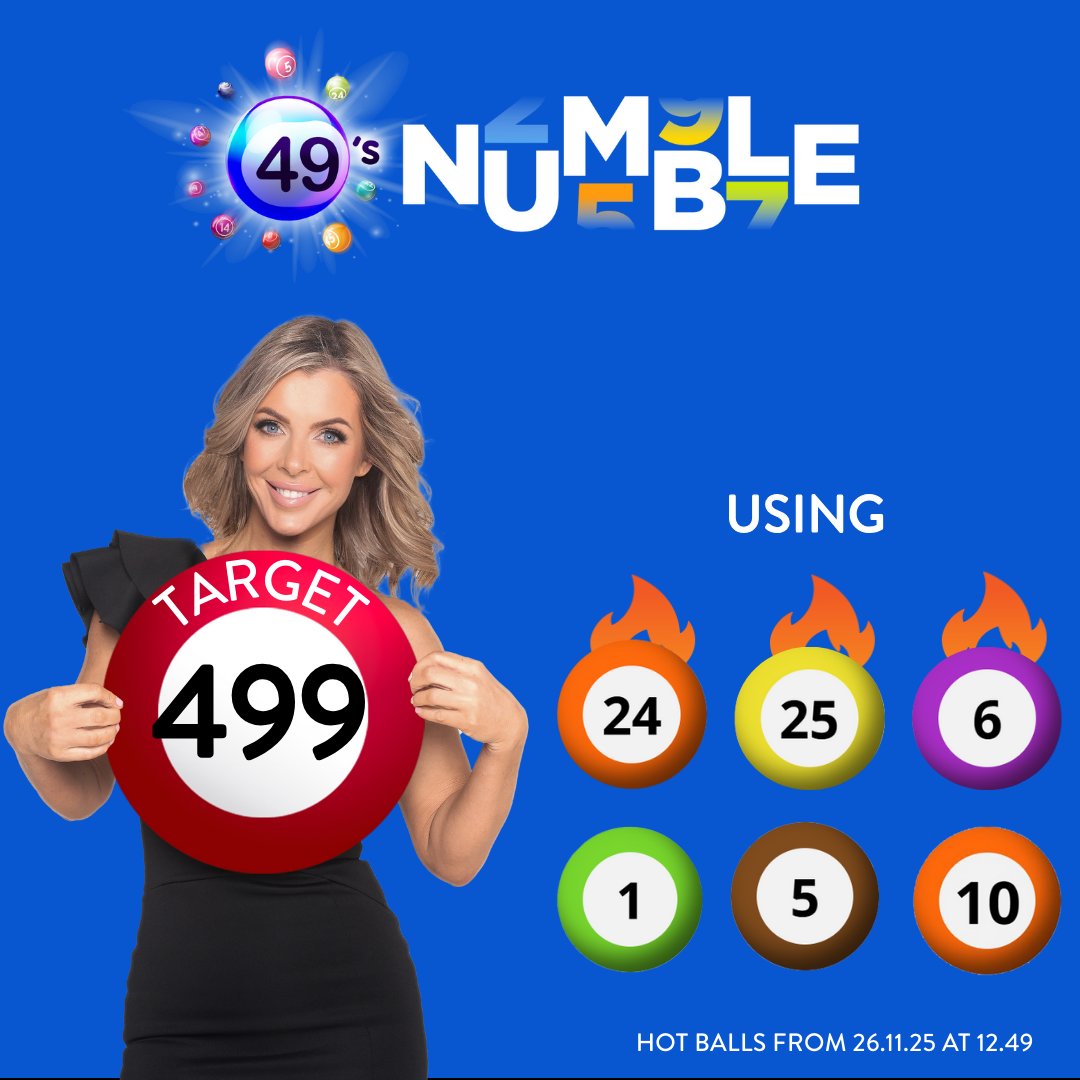 49sdraw's tweet image. Are you ready to #Numble? We are!🙌 

Using the 3 hot balls &amp;amp; 3 random balls, &amp;amp; each number only once, you need to get to the target number!😁

Once you reach it, comment your workings out below!👍

Find out more via the link in our bio. 

#LetsGetReadytoNumble