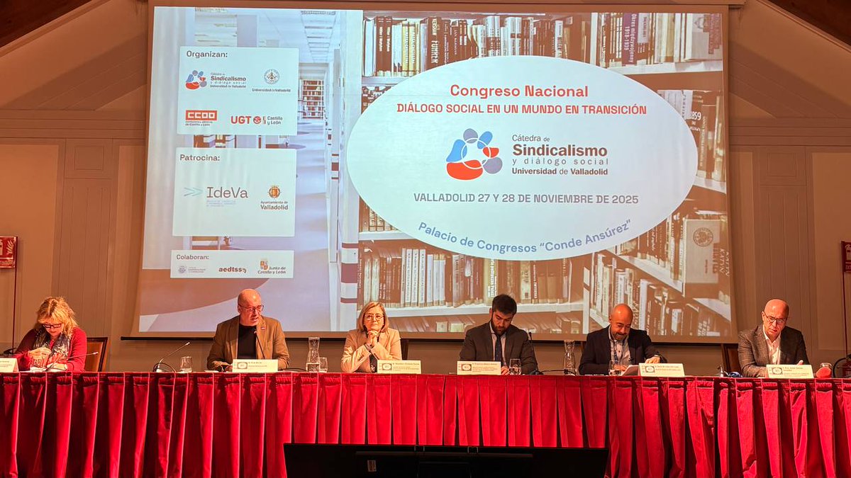 👥 <a href="/UnaiSordo/">Unai Sordo</a>, secretario general de <a href="/CCOO/">Comisiones Obreras</a>, abre el Congreso Nacional de «Diálogo Social en un Mundo en Transición».

🗓️ Celebramos los 10 años de la Cátedra de Sindicalismo y Diálogo Social de la Universidad de Valladolid.
 
Una década analizando los retos del futuro laboral.