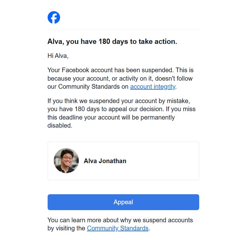 Finally have a reason to post on X because apparently <a href="/Meta/">Meta</a> suspended my FB account for no reason other than the usual 'Community Standards' .

Oh well.