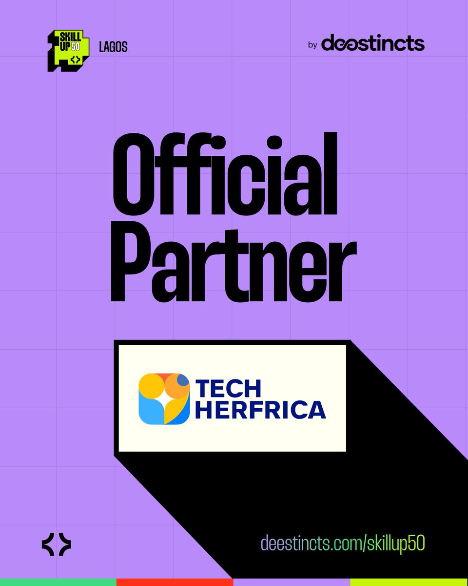 #SkillUp50 is proud to welcome partners who are committed to shaping the future of Lagos creatives — one skill, one opportunity, one life at a time.

We are glad that <a href="/TechHerfrica/">Tech_herfrica</a>  is investing in the next generation of creators.