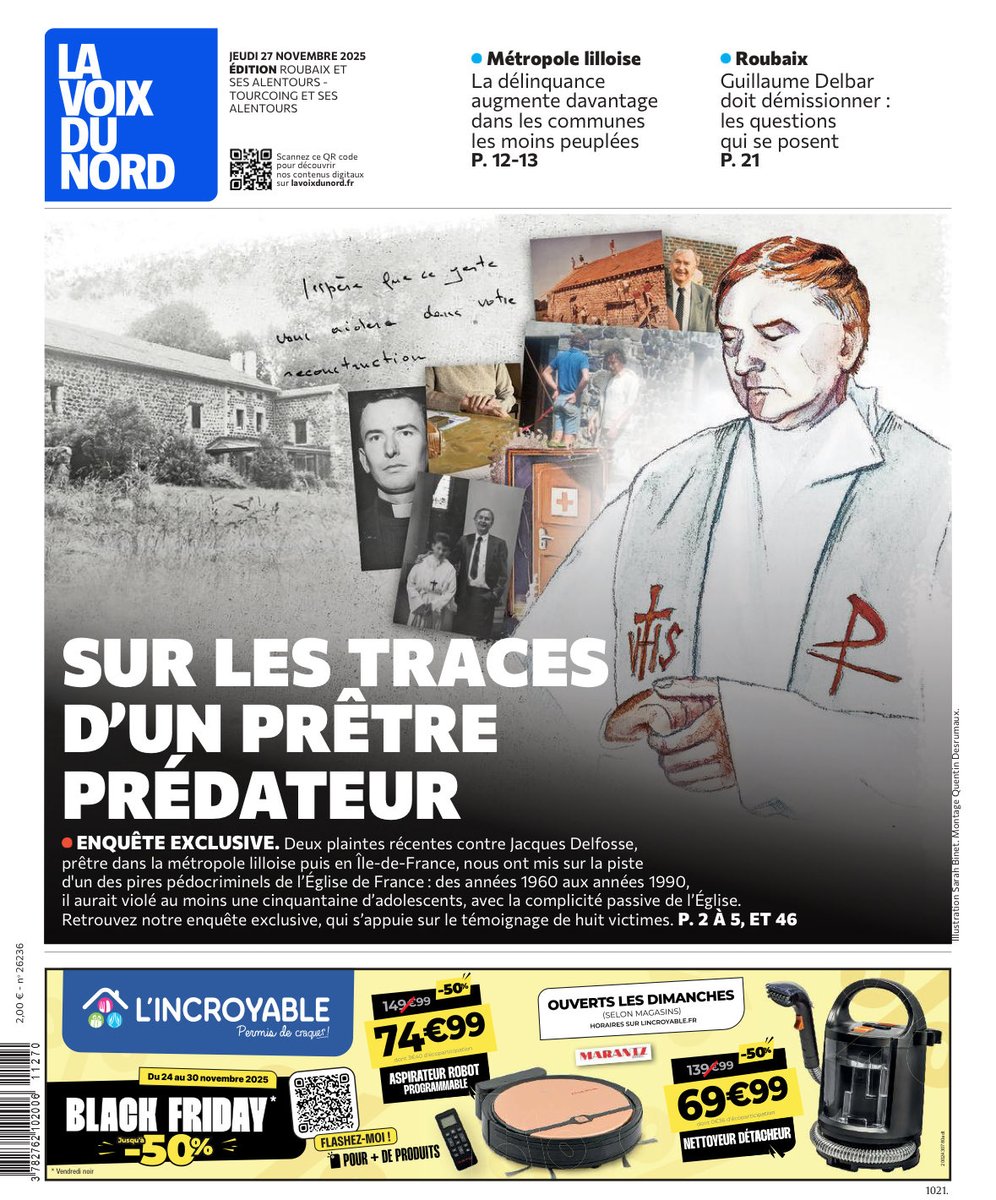 Quatre pages spéciales aujourd’hui dans la Voix du Nord, pour découvrir le parcours criminel du prêtre Jacques Delfosse. Tous nos articles sur le sujet sont aussi à retrouver dans le 🧵 ci-dessous ⤵️