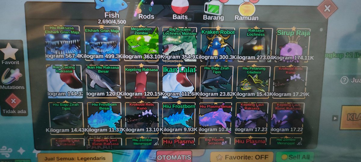 who0areuu's tweet photo. wts!! sc tumbal: thin shark,ghost narwal(bukan yg big), ghost shark, blob shark, mega frost (medium)

sama wts worm fish 15k yang 111kg https://t.co/zYnyicxQKk