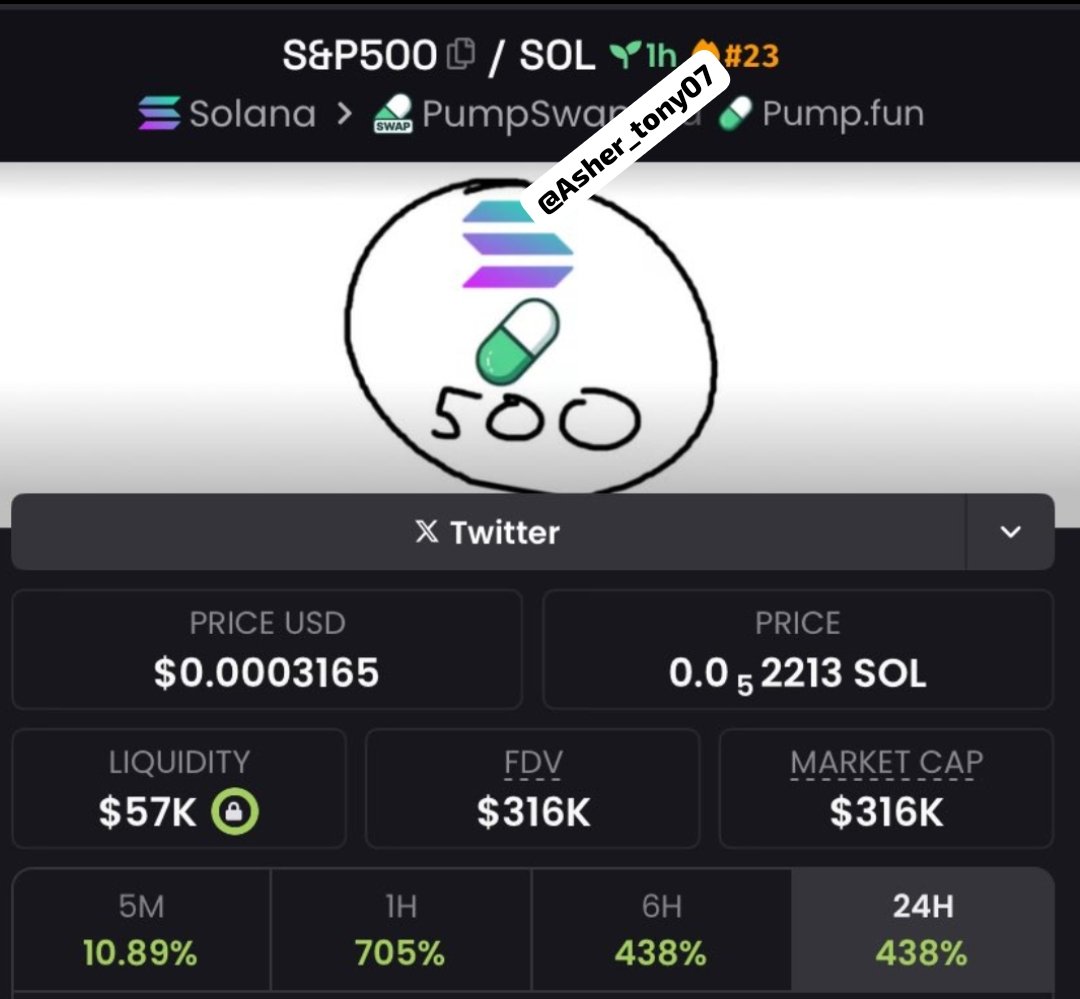 SolSigma01's tweet photo. $S&amp;P500 VIP at $15K → now roughly $316K 📈🌝
Less effort good results 

Hit FOLLOW + DM to join VIP.

#Solana #Memecoin https://t.co/z96iN2kgKu