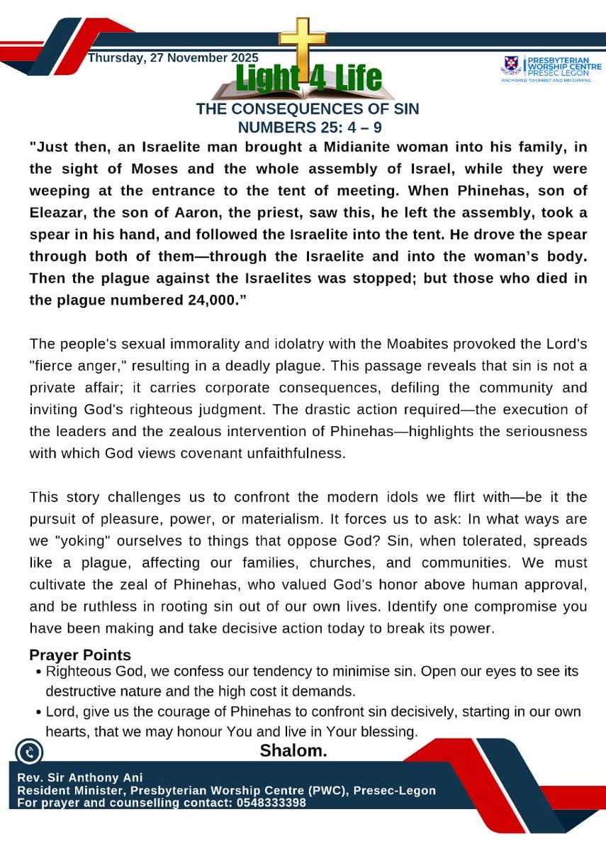 pwcpreseclegon's tweet image. Don&apos;t minimize sin! Today&apos;s LIGHT 4 LIFE reminds us to confront its destructive nature and cultivate a zeal for God&apos;s honour. #LIGHT4LIFE #Purity