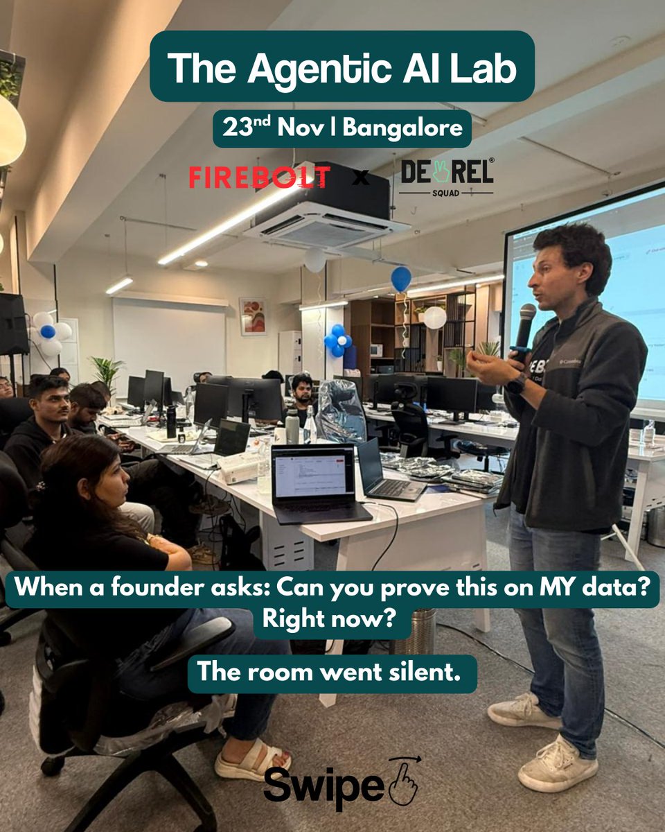 devrelsquad_'s tweet image. A founder walked up mid-workshop:

&quot;Can you prove this works on MY data? Right now?&quot;
The room went silent.

Here&apos;s what happened in Bangalore on 23rd 🧵
1/7
#DevRel #Firebolt #AgenticAI #DeveloperCommunity #Developers #ArtificialIntelligence