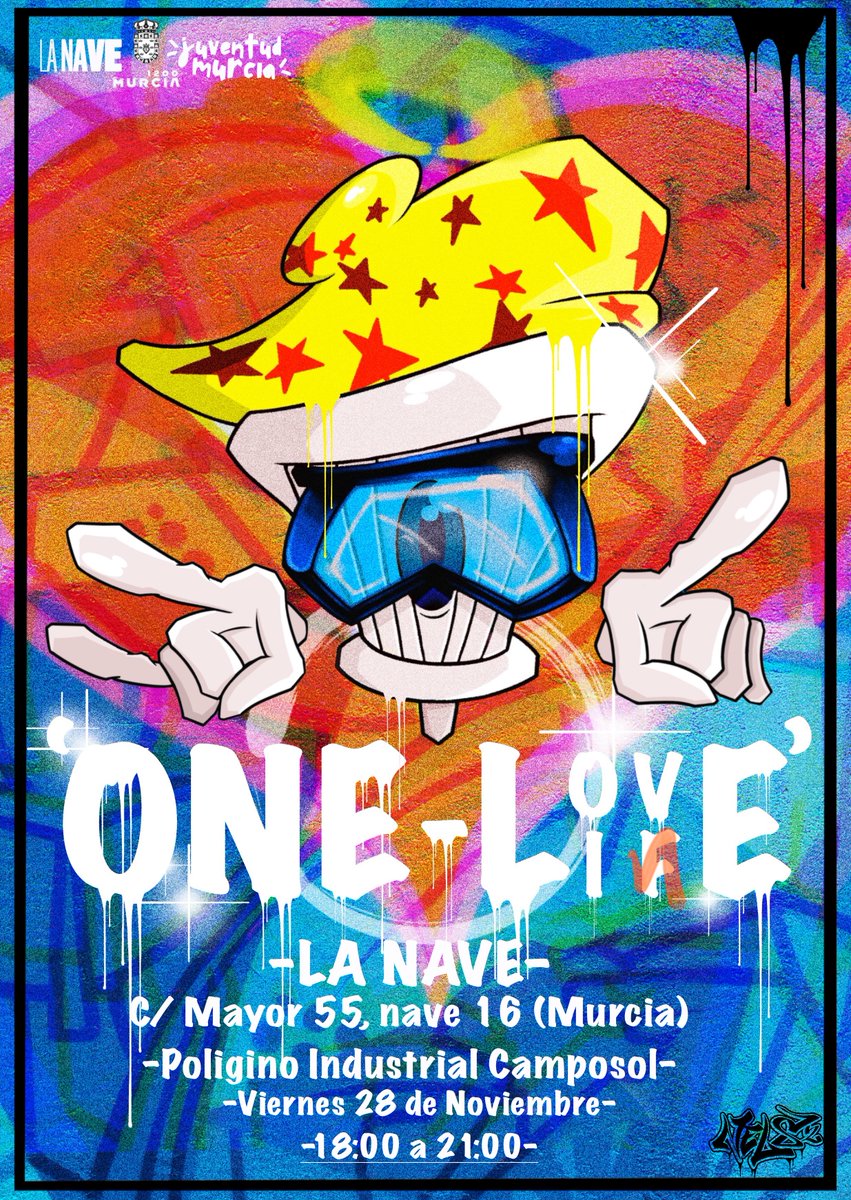 Este viernes se inaugura en #LaNave 🚀 la expo #OneLoveOneLife de @nels_507 donde el grafiti es el protagonista….❤️
💫Grafiti, DJ y Break Dance… ¡pero qué más quieres! 
📆 viernes 28 de noviembre
⏰ 18H-21H
📍 Espacio Joven La Nave (Pte. Tocinos)
#espaciojoven #juventud #arte