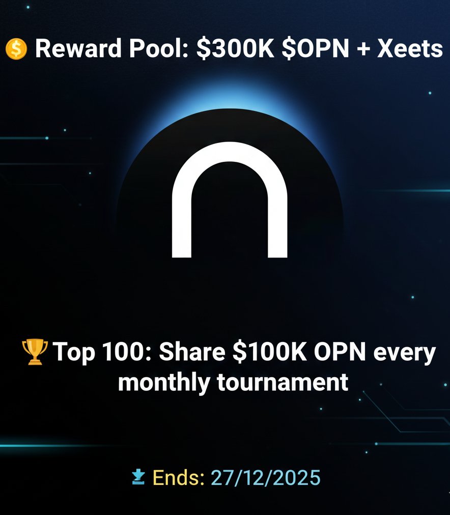 GM fam 🔥
Month 2 of the IOPn Event is officially live — and the rewards are insane! 🚀
💰 Reward Pool: $300K $OPN + Xeets
🏆 Top 100: Share $100K OPN every monthly tournament
⏳ Ends: 27/12/2025

Let’s climb the leaderboard together, Quackers &amp; IOPn fam! 🦆⚡
<a href="/IOPn_io/">IOPn</a> 
<a href="/mo_iopn/">Mojtaba Asadian</a>