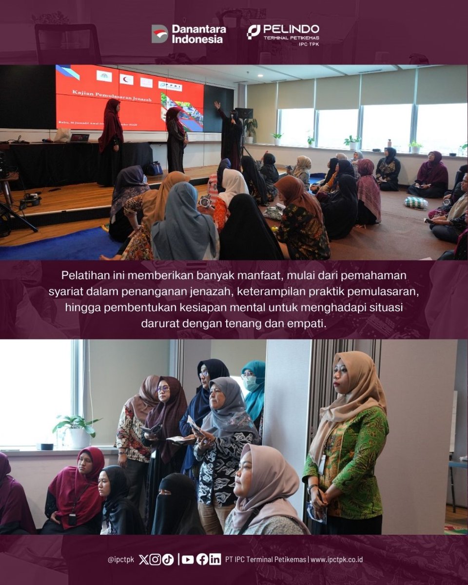Assalamualaikum #ContainerLovers

Sebanyak 35 muslimah pegawai IPC TPK mengikuti Dauroh Pemulasaran Jenazah yang diselenggarakan pada Jumat 21/11.

✨ Empowered Muslimah, Stronger Community.

#pelindoterminalpetikemas #pelindo #pelindogroup #sptpgroup