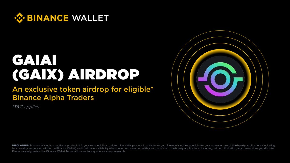 Binance Alpha will be the first platform to feature GaiAi (GAIX) on November 29.

Eligible users can claim their airdrop using Binance Alpha Points on the Alpha Events page once trading opens. Further details will be announced soon.

Please stay tuned to Binance’s official