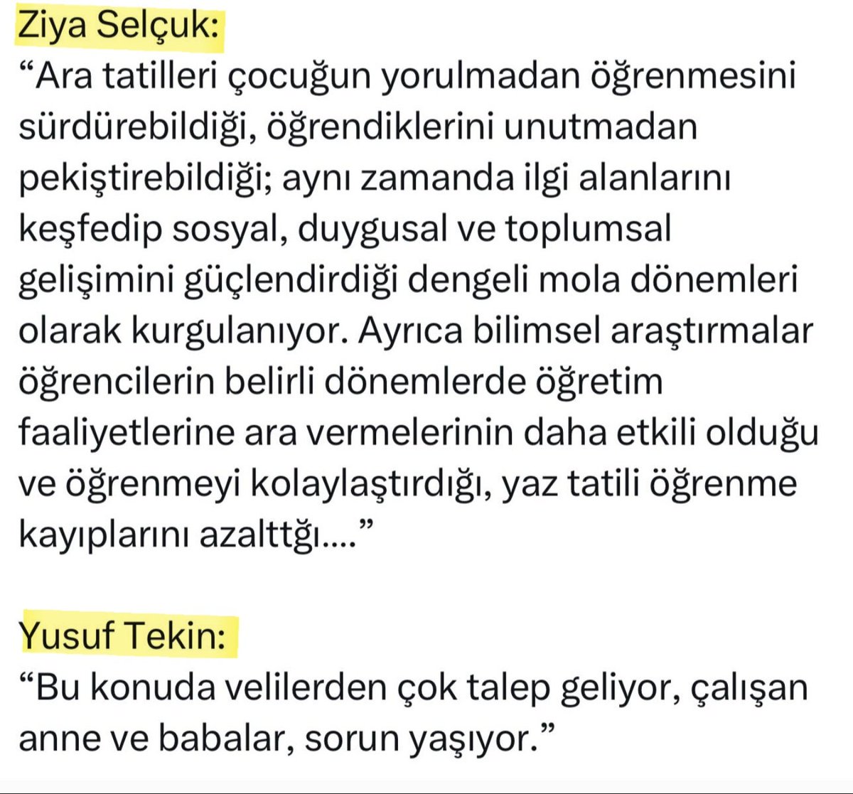 Aynı hükümetin iki farklı Milli Eğitim Bakanı.
​👉 Biri: "Ara tatili şu yüzden getirdik."
👉 Diğeri: "Ara tatili kaldırmayı düşünüyoruz."
​Bunun adı sürdürülebilir bir eğitim politikası mı, yoksa deneme-yanılma tahtası mı? 
​#EğitimSistemi #MEB #eğitim #Aratatil