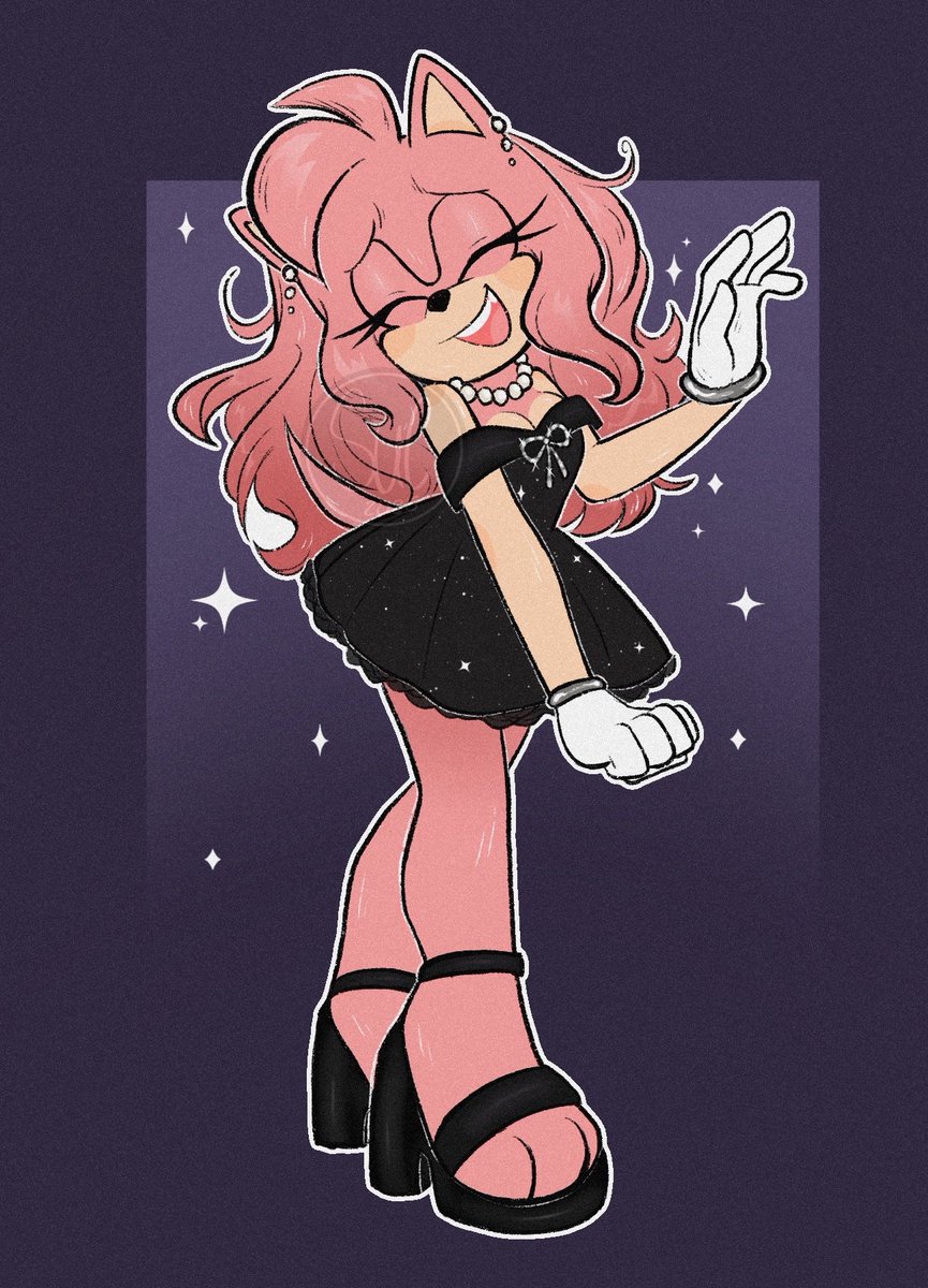 suedoodless's tweet image. I would have to agree she WOULD look very cute in the dress 🖤🩷

#amyrose #SonicTheHedgehog #sonicart