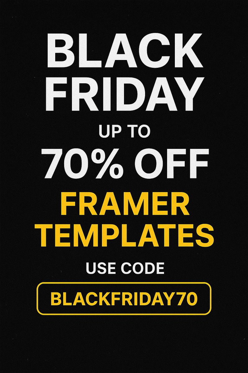 rajesh_uiux's tweet image. 🔥 Black Friday Mega Deal! 🔥

My premium Framer templates are now available at up to 70% OFF!

Level up your website design for the lowest price of the year.

Buy Now : uiuxoceandesign.lemonsqueezy.com

Use code BLACKFRIDAY70 at checkout.

⚡ Limited-time offer — don’t miss out!