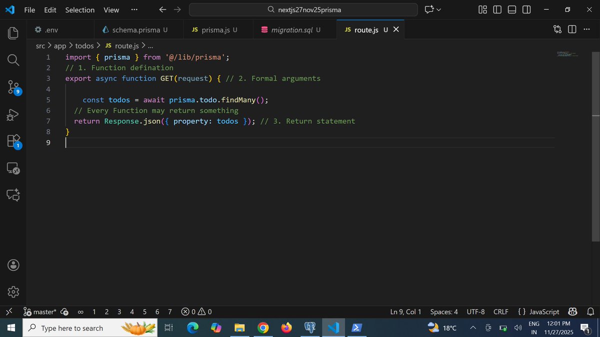VijayDabkara's tweet image. 🚀 Today I built a CRUD app with Next.js 16 + Prisma + PostgreSQL! Learned migrations, generating Prisma Client, fixing Postgres auth issues &amp;amp; creating API routes. Feeling more confident in full-stack JS development! 💻 #NextJS #Prisma #PostgreSQL #WebDev